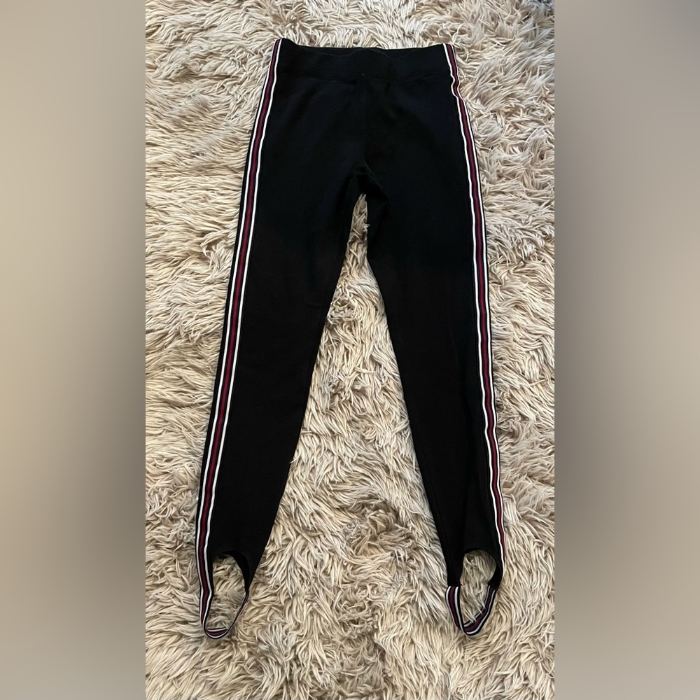 EXPRESS Ankle Stirrup Black Striped Leggings